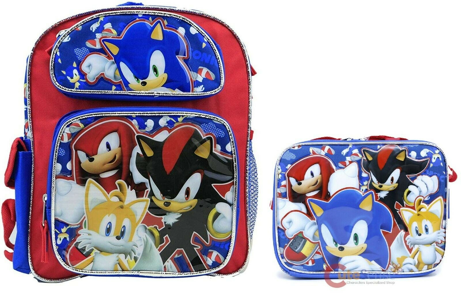 New Sonic The Hedgehog School Rolling backpack with Lunch case 