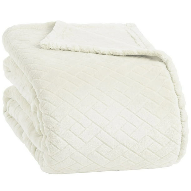 Basket Weave Texture Berkshire Velvetloft Blanket Off White / King