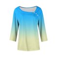 thumbnail image 2 of Yievot Womens Tops 3/4 Length Sleeve Dressy Casual Blouses Gradient Print Summer Fall Fashion Shirts, 2 of 4