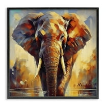 Stupell Industries Brushed Elephant Portrait Animals Painting Black Framed Art Print Wall Art, 24 x 24