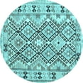 thumbnail image 1 of Ahgly Company Indoor Round Southwestern Light Blue Country Area Rugs, 4' Round, 1 of 4