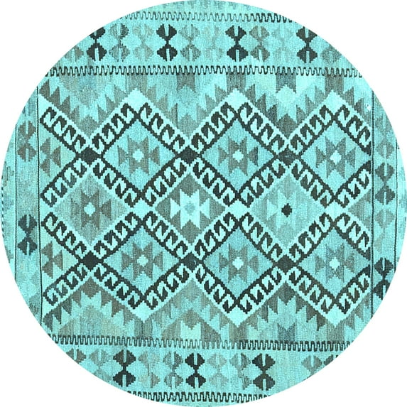 Ahgly Company Indoor Round Southwestern Light Blue Country Area Rugs, 4' Round