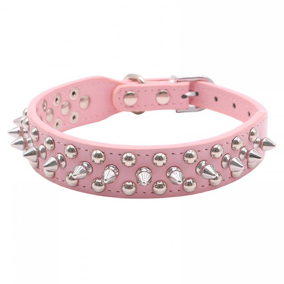 GASTROPOD Dog Cats Collar,Spiky Dog Collar,Spiky Cats Collar,Leather Adjustability Spikes Collar,Punk Style Pink