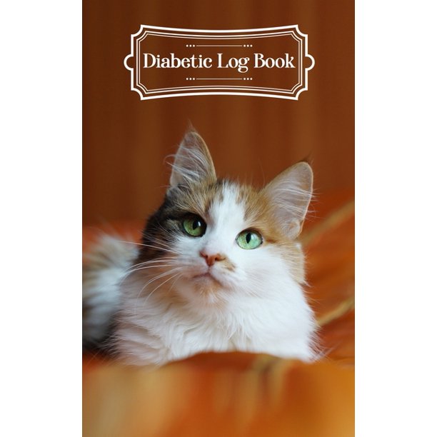 Diabetic Log Book (Cat) Portable 5in x 8in Diabetes, Blood Sugar Log