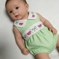 thumbnail image 5 of CUZIBR Girls Toddler Baby Romper Clothes Sets One Piece Ruffles Crewneck Sleeveless Striped Cartoon Watermelon Embroidery Bodysuits Cut Jumpsuit Summer Soft Trendy Clothes,Green,12-18 Months, 5 of 7