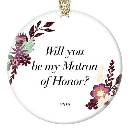 2019 Matron of Honor Proposal Ornament Christmas Collectible Team Bride Wedding Favors Simple Vintage Decor Will You Be Sister Best Friend Bridal Shower Party Gift Box Beautiful 3