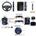 thumbnail image 5 of Jeiento Purple Rose Hummingbird Car Seat Cover Set, Auto Steering Wheel Cover Seat Belt Strap Trash Bag Air Vent Storage Organizer Rear View Mirror Cover Coasters Keychain for Women, 5 of 6