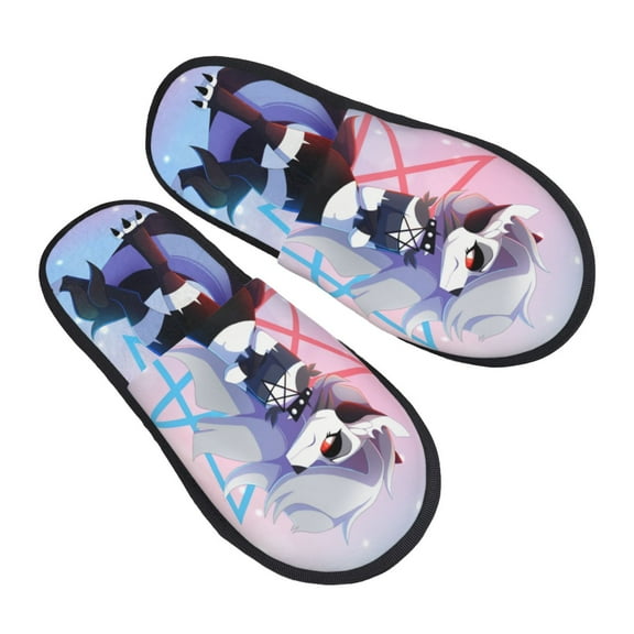 Hazbin Hotel Furry Slippers For Men Women Fuzzy House Slippers Winter Anti-Slip Indoor And Outdoor Slip On Shoes Medium