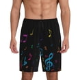 thumbnail image 1 of Balery Color Musical Notes Pantalones cortos de pijama de punto de algodón para hombre con cinturilla y bolsillos-XX-Large, 1 of 6