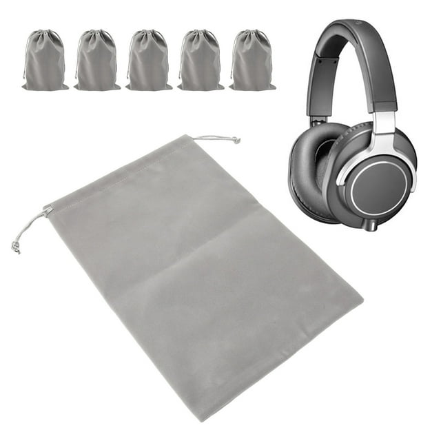 5 Pcs Portable Headphone Carrying Bag, Travel Headset Storage, Large Capacity Drawstring Soft Pouch, for Gaming Headphones, Headsets, Earbuds, Sturdy and Durable