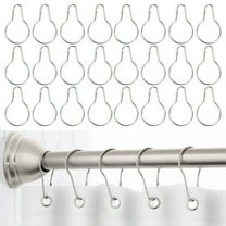 24 Pc Shower Hooks Silver Glide Metal Curtain Rods Rings Bathroom Drapes Shades