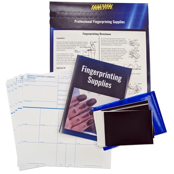 Kit de huellas dactilares Crime Scene FD-1164 con tiras de tinta y tarjetas