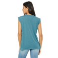 thumbnail image 2 of BELLA+CANVAS T-Shirt Moulant Fluide à Poignets Roulés pour Femmes, m, Bleu Sarcelle Foncé Chiné, 2 of 3