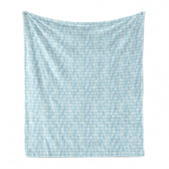Abstract Soft Flannel Fleece Throw Blanket, Repetitive Mini Triangles Pattern in Shades of Blue, Cozy Plush for Indoor and Outdoor Use, 50" x 60", Blue Sky Blue, by Ambesonne