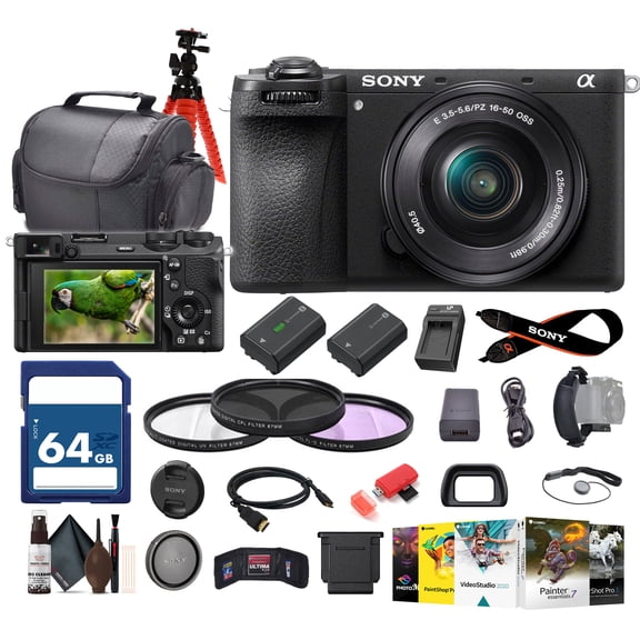 Sony a6700 Mirrorless Vlogger Camera With 16-50mm Lens   64GB Memory Card   NP-FZ100 Battery   Photo Software   Filter Kit   Charger   Case   Flexible Tripod   More