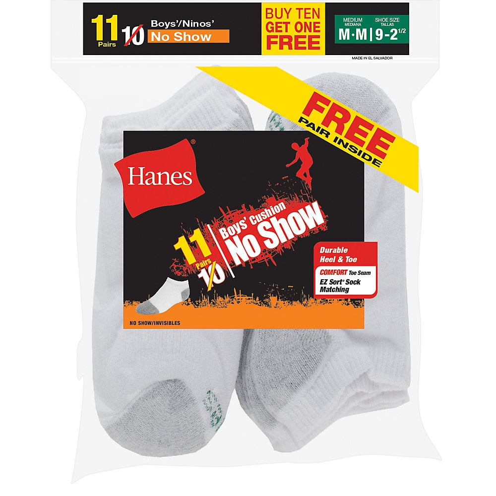 Boys' No Show Sock, 10 Pack Plus 1 Bonus