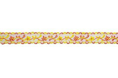 Lily 5/8" Yellow Orange Blue Embroidered Cotton Lace Trim Scalloped Edge By Yard