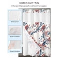 thumbnail image 2 of No Hook Cloth Fabric Shower Curtain with Snap in Liner, Summer Red Floral Waterproof Shower Curtains Set with See Through Top Window, Botanical Watercolor Flower Branch Bath Curtains Shower 72"x72", 2 of 6