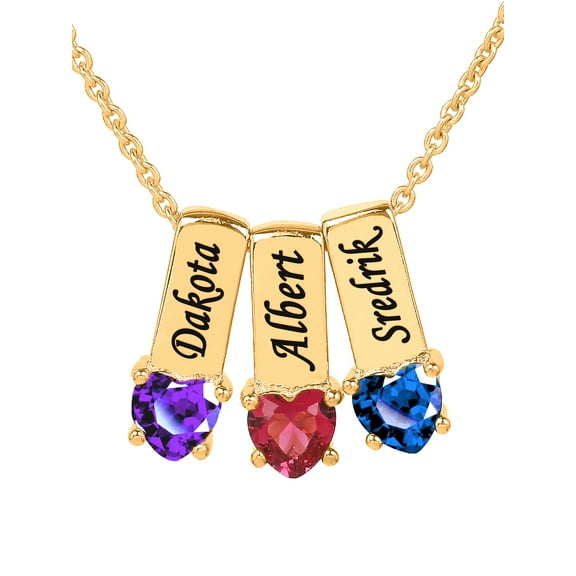Personalized Family Charm Pendant with Up to 6 Heart-Shaped Birthstones