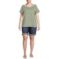 thumbnail image 2 of Terra & Sky Women's Plus Size Cut Out Neck Short Sleeve Top, Wild Sage, 4X, 2 of 5