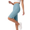 thumbnail image 5 of Vivianyn HD Women's High Waisted Bermuda Shorts, Cross Over Waistband Slim Fit Casual Knee Length Bottoms,Sky Blue,Size S-XXL, 5 of 7