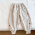 thumbnail image 2 of ZXLBBD Girls' Elastic Waist Knit Cartoon Embroider Lightweight Joggers Sweatpants for Little Kids Fall Comfort Durable Causal Daily Wear,White,Size 5 Y-6 Y, 2 of 4
