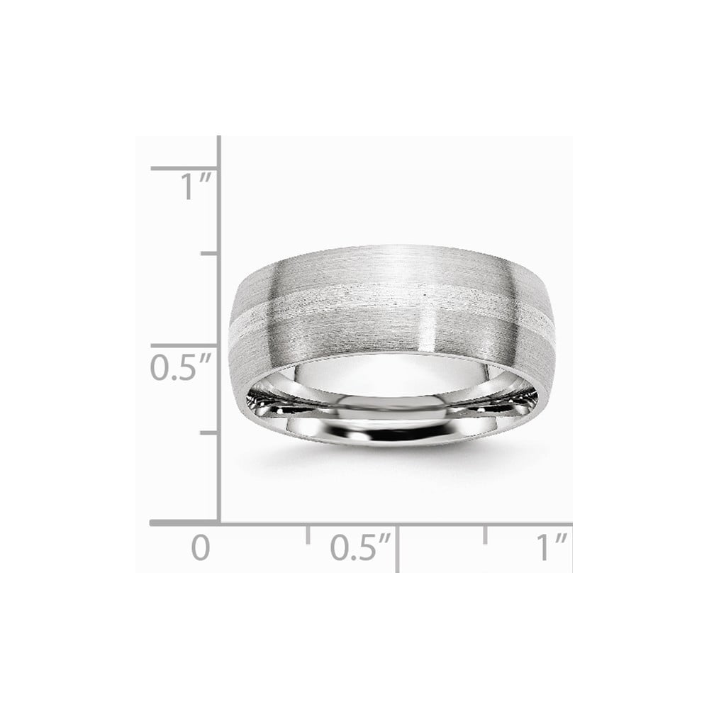 Ring Size Options 10 10.5 11 11.5 12 12.5 13 7 7.5 8 8.5 9 9.5 JewelryWeb Cobalt Chromium 925 Sterling Silver Engravable Inlay Satin 8mm Band Ring