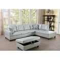 thumbnail image 2 of Lifestyle Furniture Biscuits Right-Facing Sectional & Ottoman in Silver/Green, 2 of 2