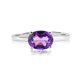 thumbnail image 1 of JeenMata Anillo de Compromiso Solitario con Amatista de Corte Ovalado de 1,25 Quilates (Piedra Natal de Febrero) en Oro Blanco de 18 K sobre Plata, 1 of 6