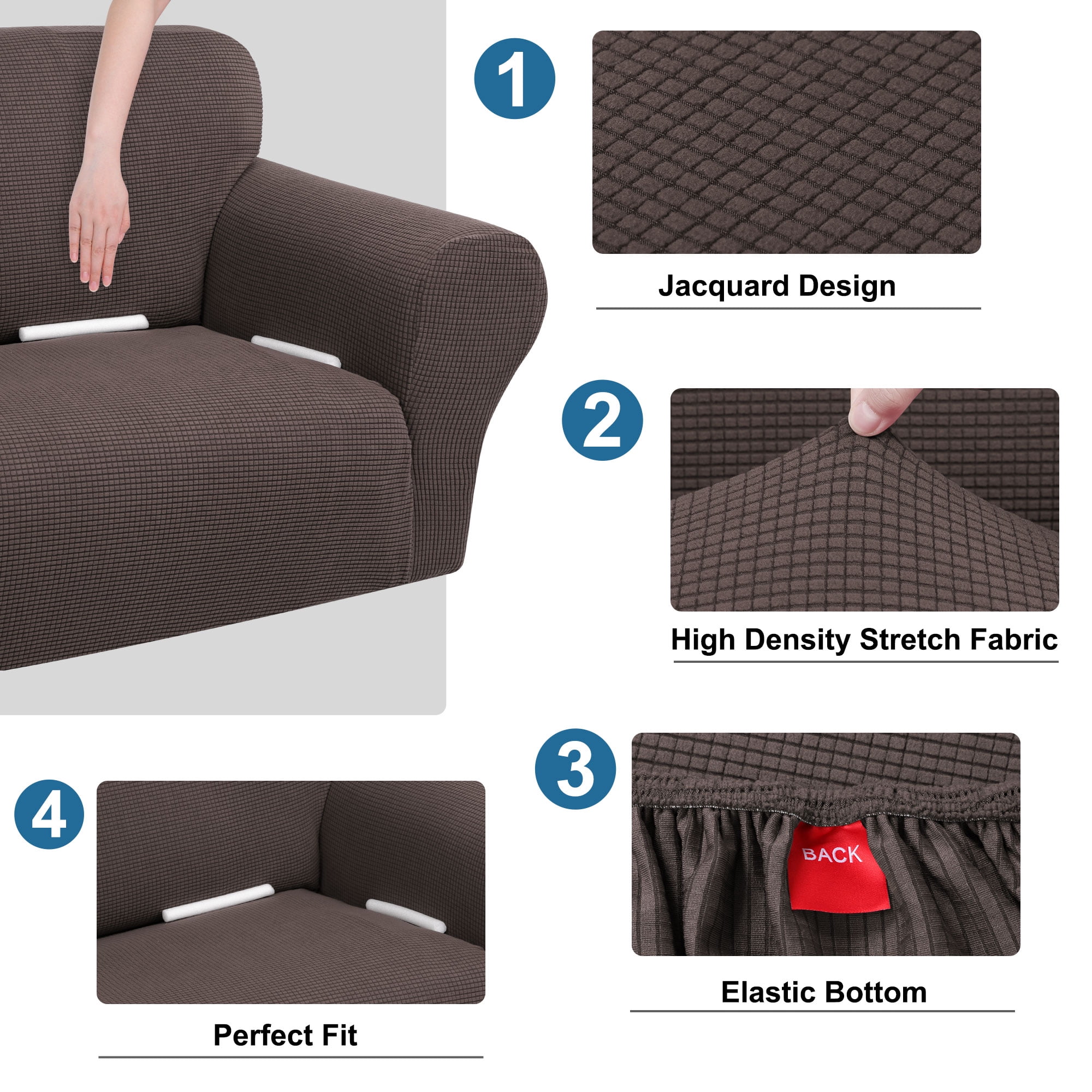 Unique Bargains Stretch Slipcover Washable Furniture Covers for Dogs Umber Medium
