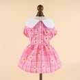 thumbnail image 6 of Turn Down Collar Pet Dress - Short Sleeve Adorable Dress-up - Pullover Plaid Floral Print Dog Skirt - Outdoor Dog Clothes, 6 of 8