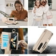 thumbnail image 5 of Allytechgroup Wallet Case for Samsung Galaxy Z Fold 3, RFID Blocking Multiple Cards Holder Zipper Pocket Hand Strap Shockproof Stand Phone Case with Crossbody Lanyard for Women Girls, White, 5 of 7