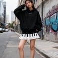 thumbnail image 3 of Aellinatey Women Piano Pleated Skirt High Waist Flared A Line Black White Spliced Skirts, 3 of 9
