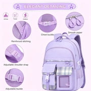Gmdisc School Backpack for Teens Girls,Large Capacity Fashion School Bag for Kids Lightweight Waterproof Bookbag Daypack for Elementary Middle School Gift,Purple