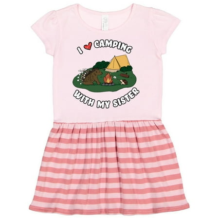 

Inktastic I Heart Camping With My Sister with Hedgehog and Porcupine Gift Toddler Girl Dress