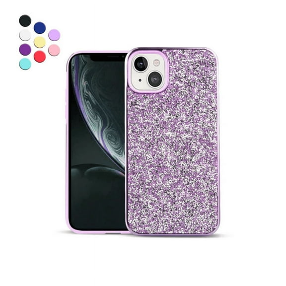 Compatible with iPhone 14 Plus Crystal Glitter Case, Hybrid Plustective Phone Case Crystal Bling Sparkle Slim Shock Absorption Bumper Cover for iPhone 14 Plus 6.7 inch, Purple