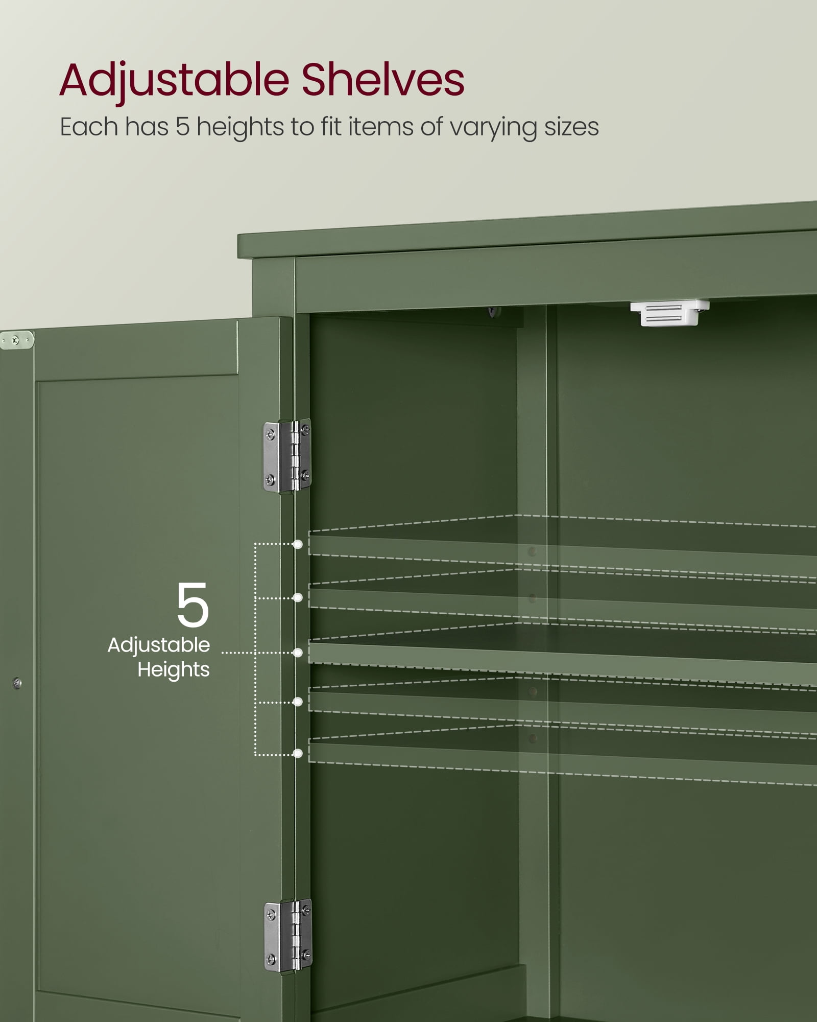 Floor Storage Cabinet,  Storage Unit, Freestanding Cabinet with 4 Doors, 11.8 x 23.6 x 43.3 Inches, Forest Green