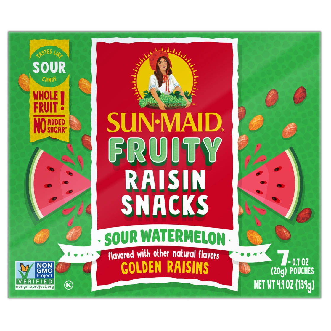 Sun-Maid® Fruity Raisin Snacks Sour Watermelon 7-Count Box/.7oz Pouches