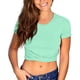 thumbnail image 2 of Top de manga corta para mujer, cuello redondo, cintura cruzada, Color puro, camisa corta a la moda para mujer, Top para diario de verano, 2 of 6