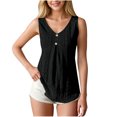 thumbnail image 1 of Timegard Womens Eyelet Tank Top V Neck Sleeveless Button Tunic Top Solid Color Comfy Tee Summer Travel, 1 of 7