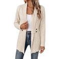 thumbnail image 2 of VEKDONE Womens Heathered Knit Cardigan Shawl Collar Open Front Overcoat Relaxed Fit Ribbed Cuffs and Hem Jackets Fall Winter Fashion Clothing for Commuting, 2 of 6