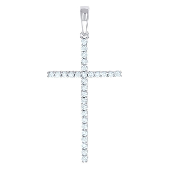 925 Sterling Silver Mens Cubic Zirconia Cross Religious Charm Pendant 63.4x29.8mm Wide Necklace for Men