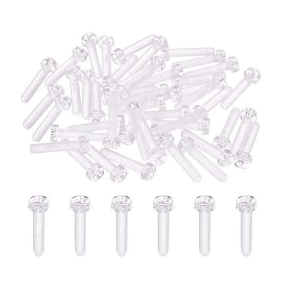 Uxcell 60Pcs Clear Acrylic Screws, M4x20mm PC Plastic Phillips Round Head Bolts