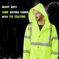 thumbnail image 3 of ProtectX High Visibility Waterproof Rain Coat for Men, Reflective One-piece Rain Jacket, Heavy Duty Long Rain Suit, Hi Vis Safety Gear with 300D Oxford, Green, Small, 3 of 7