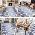thumbnail image 5 of Blue Boho Flowers Area Rugs 5'x7', Small Throw Rugs for Laundry Room Playroom, Modern Luxurious Ombre Geometric Floral Indoor Outdoor Rug Non-Slip Low Pile Carpet Runner Reversible Floor Mats, 5 of 8