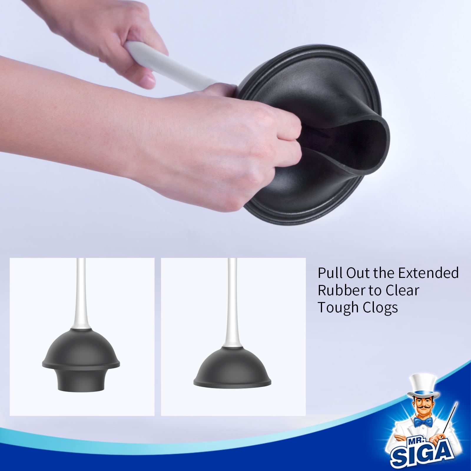 MR.Siga Toilet Plunger and Bowl Brush Combo for Bathroom Cleaning, White, 2 Pack