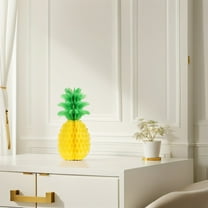 OULII  Foldable Yellow Pineapple Honeycomb Centerpieces for Tropical Party 5Pcs