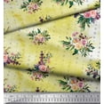thumbnail image 3 of Soimoi Yellow Poly Georgette Fabric Leaves & Begonia Floral Decor Fabric Printed Yard 52 Inch Wide, 3 of 3