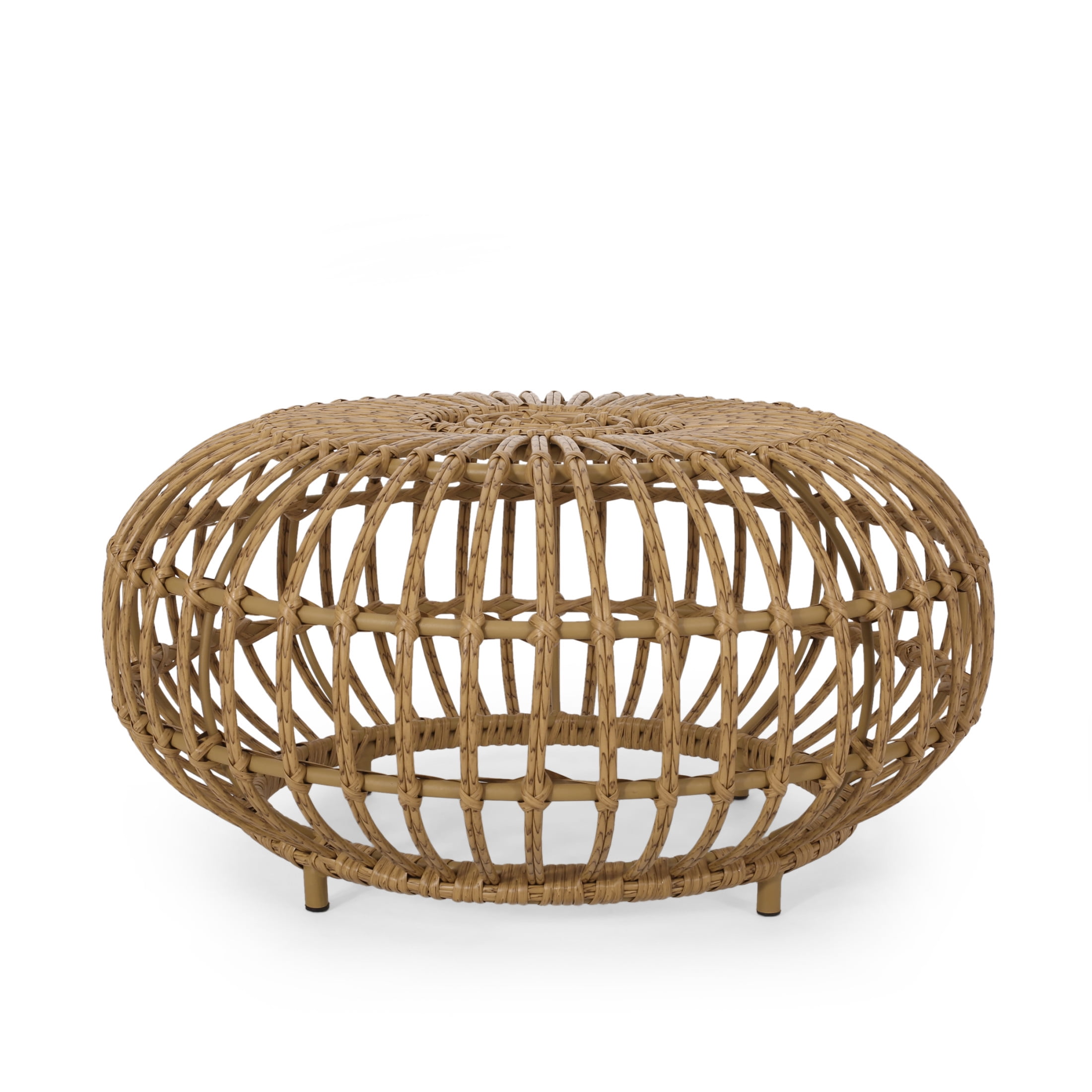 Lunsford Outdoor Wicker Coffee Table, Light Brown