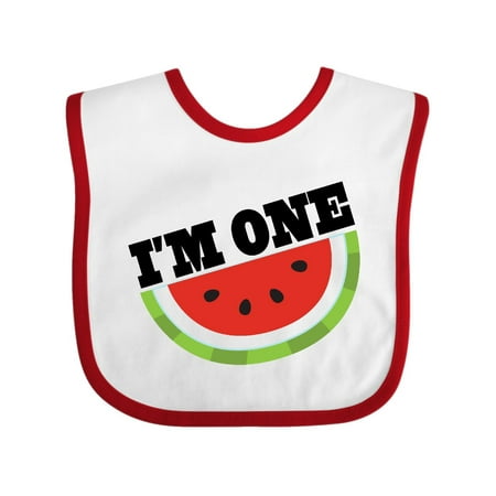 

Inktastic I m One 1st Birthday Watermelon Gift Baby Boy or Baby Girl Bib